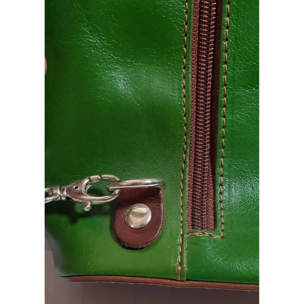Florence Made In Italy Green Leather Convertible Backpack Shoulder Bag new - Picture 16 of 16